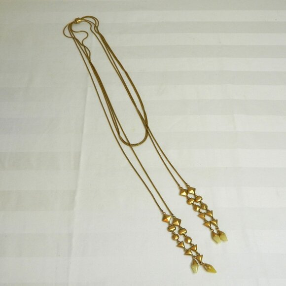 Stella & Dot Adjustable Lariat Necklace with Geometric Metal Beads and Stones - Picture 6 of 6
